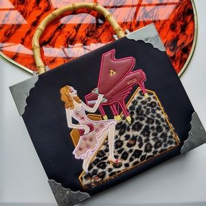 VTG cigar tobacco handcrafted purse bamboo handle leopard Mark Christopher